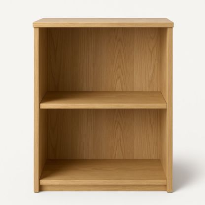 Oak Veneer Bookshelf Two Shelves Natural Finish 80x60x30 cm-Nerivanto