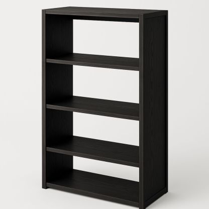 Black 4-Tier Particleboard Bookshelf 80cm x 28cm x 106cm-Nerivanto