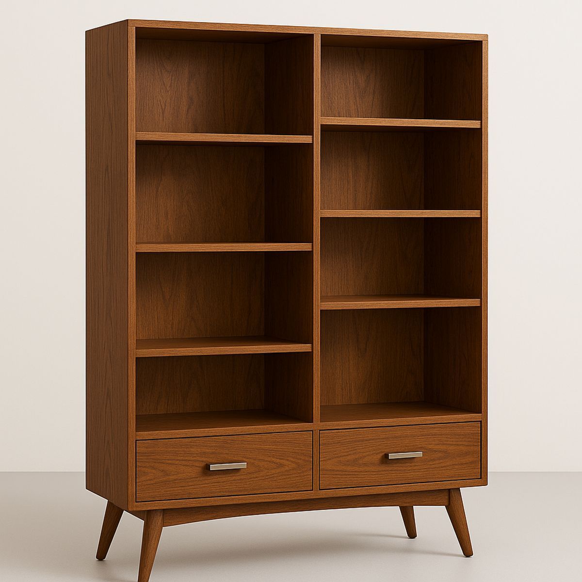Wood Veneer Bookshelf with Drawers, 180cm x 90cm x 35cm-Nerivanto
