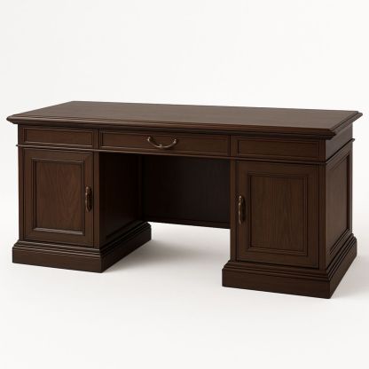 Wooden Executive Desk Solid Wood Rectangular Brown 150cm x 75cm x 76cm-Nerivanto
