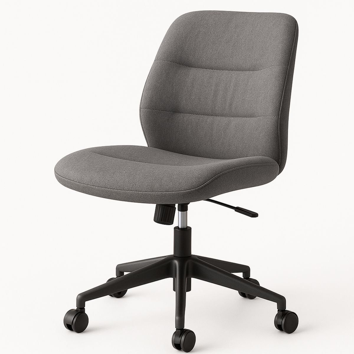 Grey Fabric Office Chair with Adjustable Height and Swivel Casters-Nerivanto