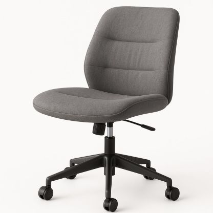 Grey Fabric Office Chair with Adjustable Height and Swivel Casters-Nerivanto