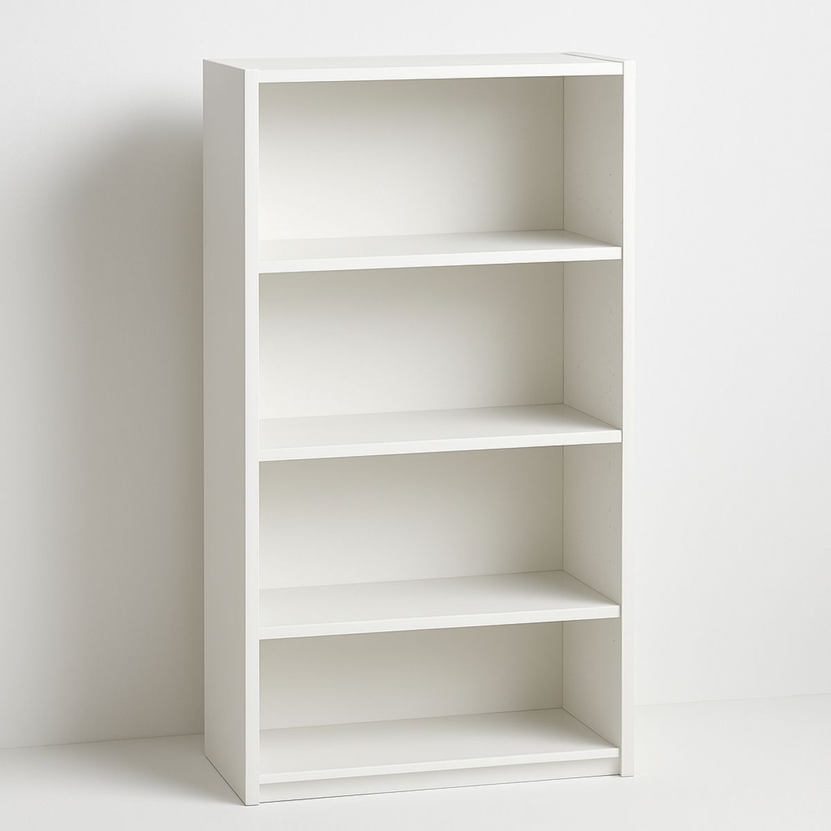 White Melamine Bookshelf with 4 Fixed Shelves 140cm Height-Nerivanto