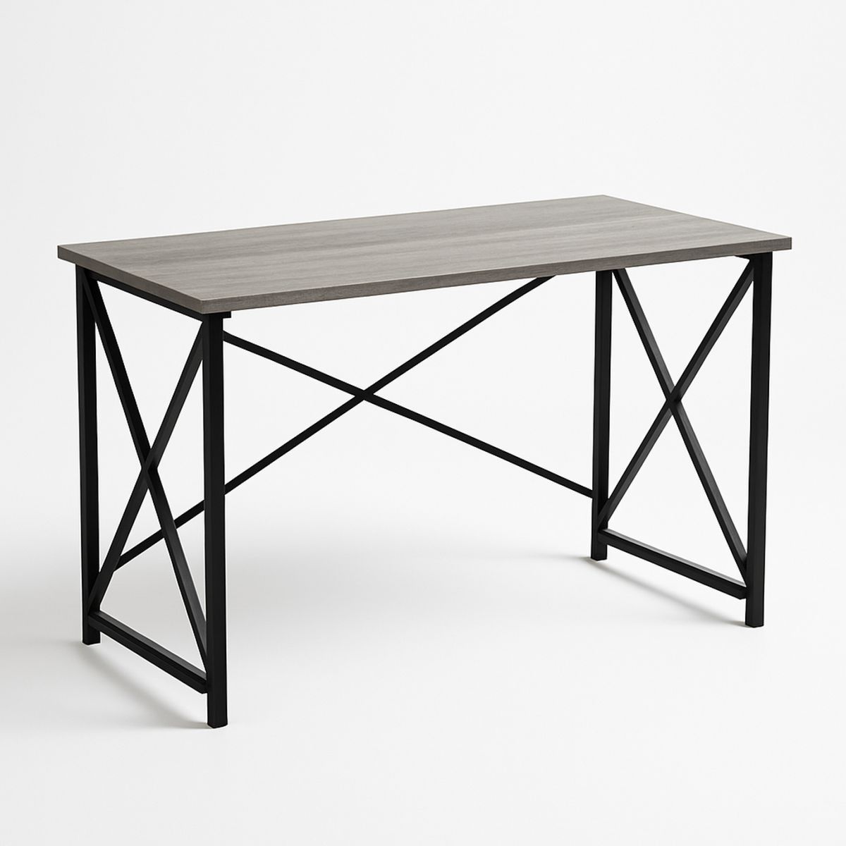 Industrial Iron Frame Desk with Grey Laminated MDF Top 120cm x 60cm x 75cm-Nerivanto