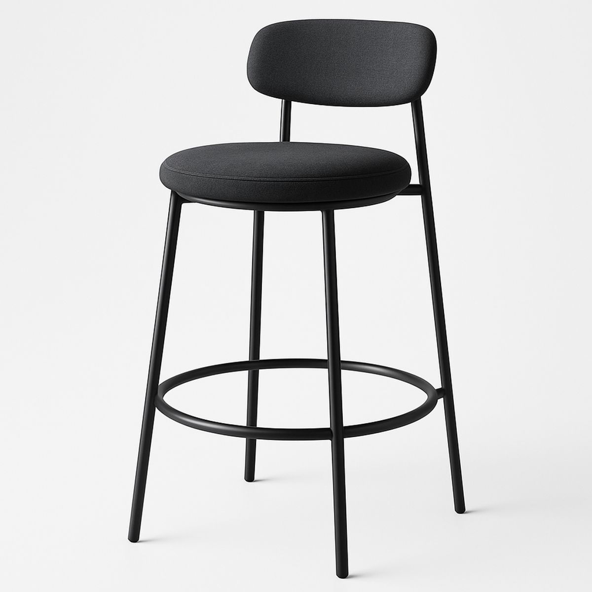 Black Metal Frame Bar Stool with Polyester Upholstery 75cm-Lokinesto