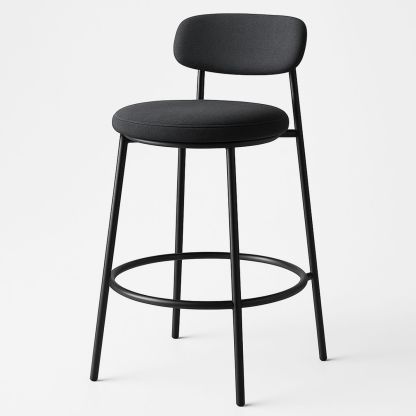 Black Metal Frame Bar Stool with Polyester Upholstery 75cm-Lokinesto