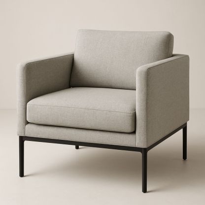 Fabric Armchair with Metal Frame in Light Grey-Lokinesto
