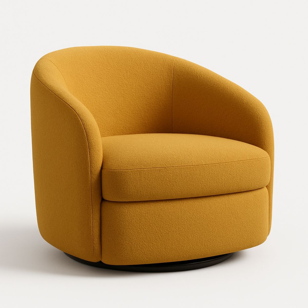 Yellow Swivel Armchair Polyester Fabric 85cm-Lokinesto