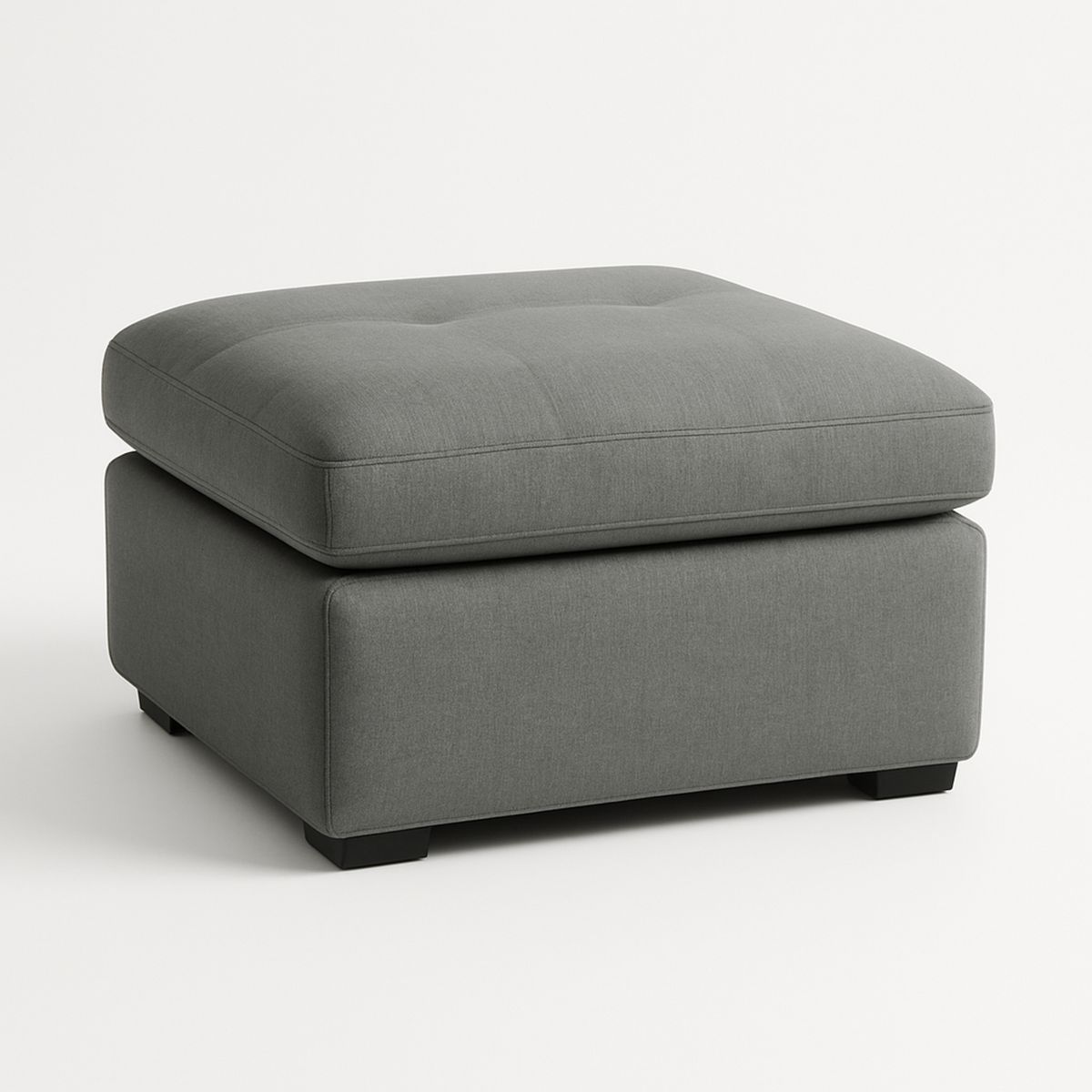 Grey Square Linen Blend Ottoman with Foam Padding-Lokinesto