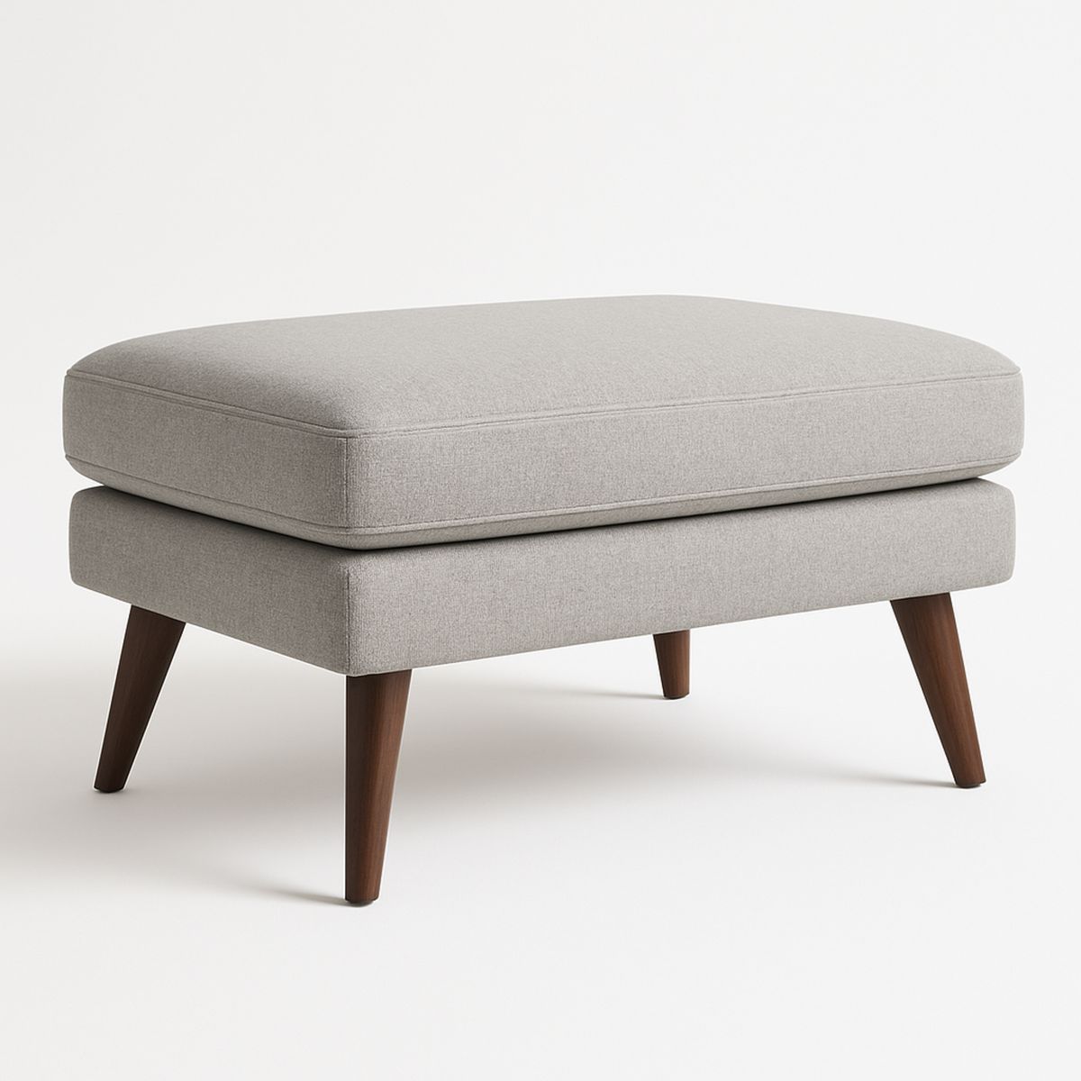 Grey Fabric Ottoman with Solid Wood Legs 90cm x 60cm x 40cm-Lokinesto