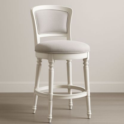 Swivel Bar Stool Wood Fabric Upholstered Cream 105cm-Lokinesto