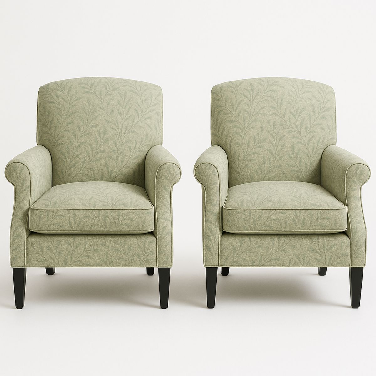 Set of 2 Armchairs Cotton Fabric Leaf Pattern Green 85cm x 77cm x 90cm-Lokinesto