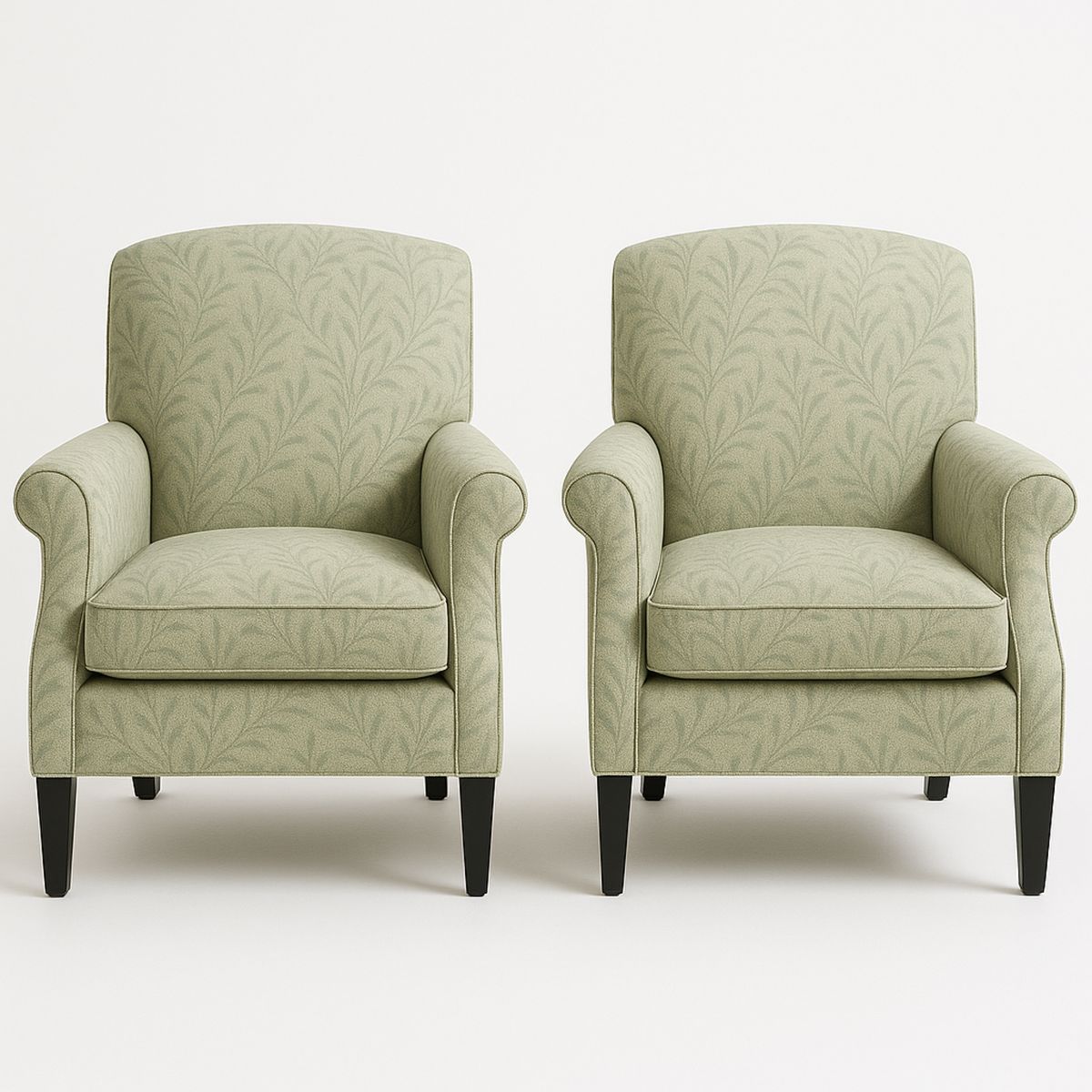 Set of 2 Armchairs Cotton Fabric Leaf Pattern Green 85cm x 77cm x 90cm-Lokinesto