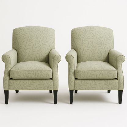 Set of 2 Armchairs Cotton Fabric Leaf Pattern Green 85cm x 77cm x 90cm-Lokinesto