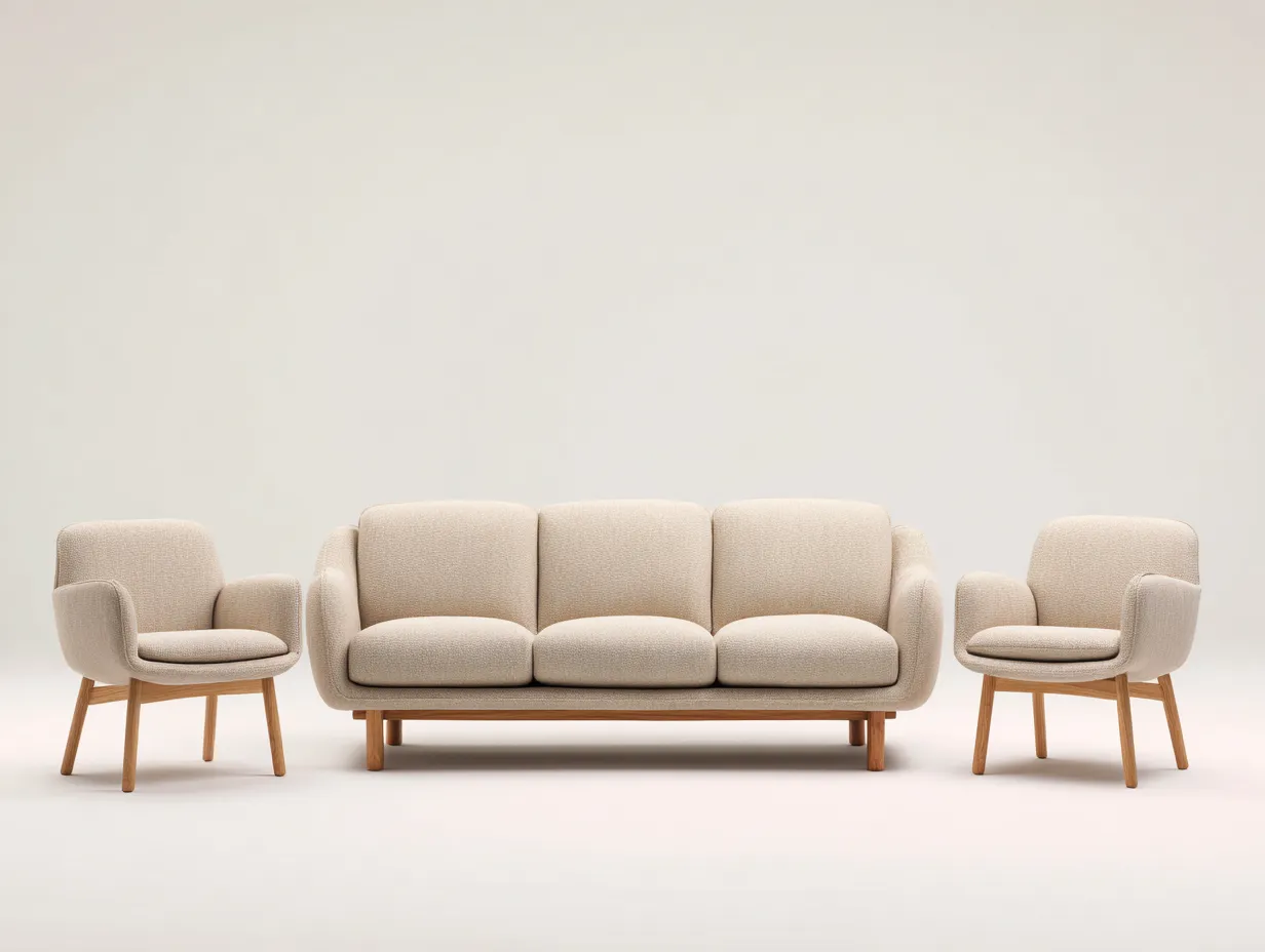 Conjunto de sofá y sillón para exterior en tela - sofá 190x82x82 cm - beige - para jardín - diseño moderno-Nestleixe