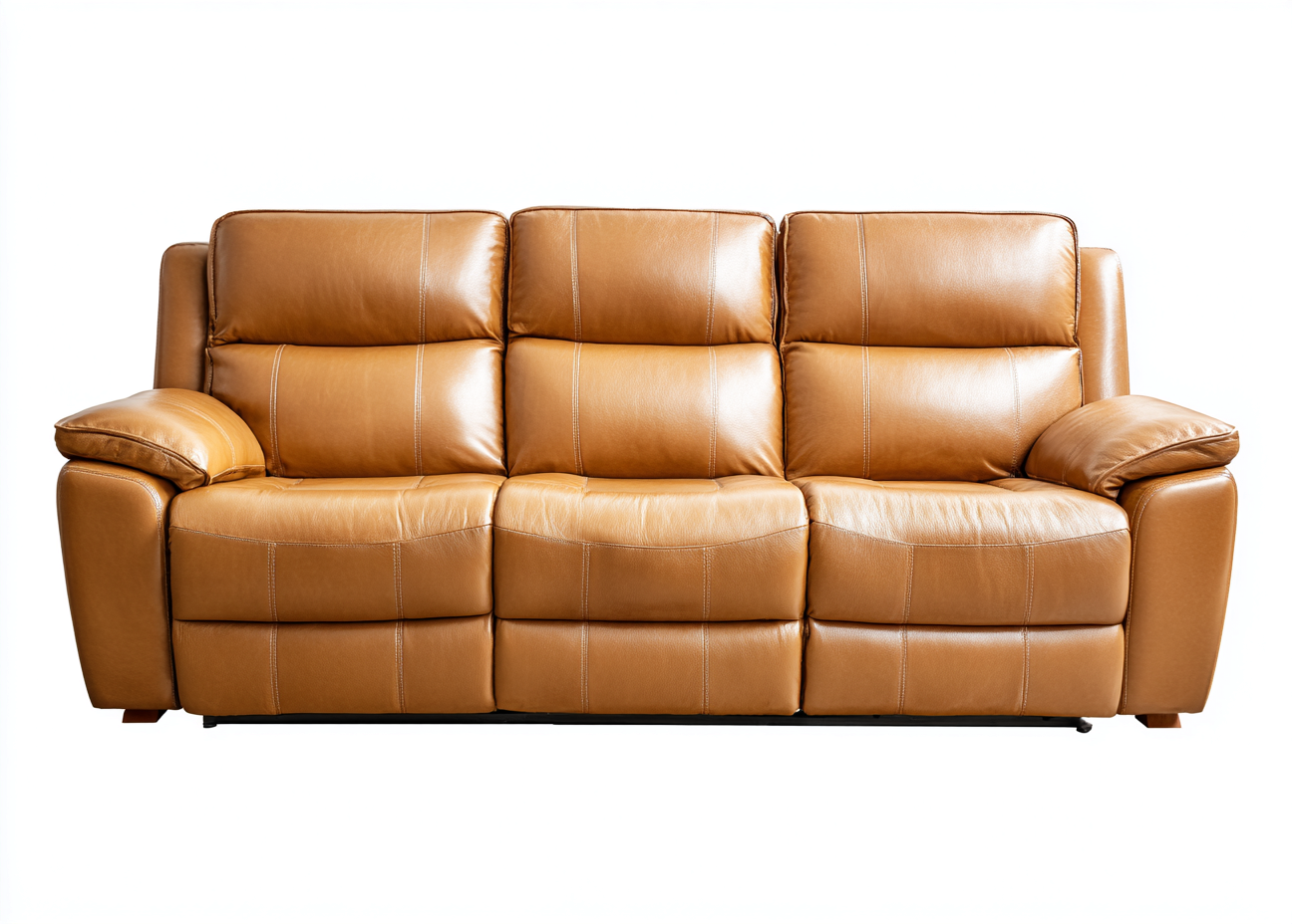 Sofá 3 plazas tapizado - cuero auténtico - 210x95x95 cm - marrón - para salón - diseño cómodo-Nestleixe