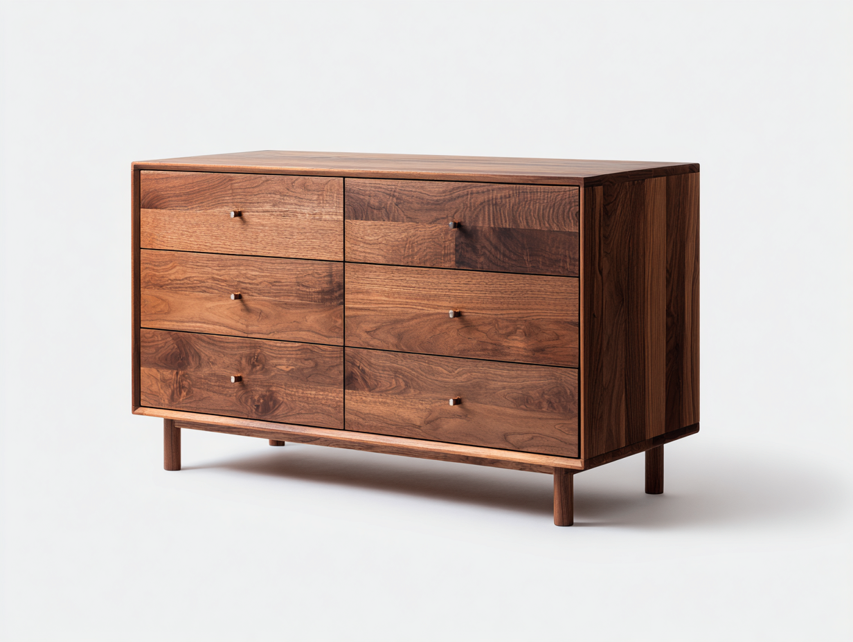 Cómoda de madera - 120x45x85 cm - nogal - para dormitorio - diseño moderno-Nestleixe