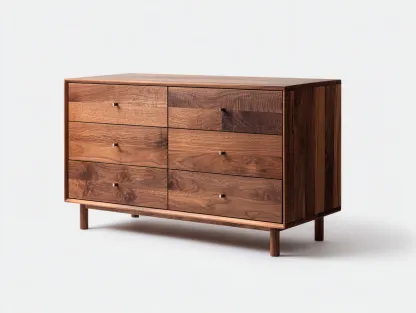 Cómoda de madera - 120x45x85 cm - nogal - para dormitorio - diseño moderno-Nestleixe