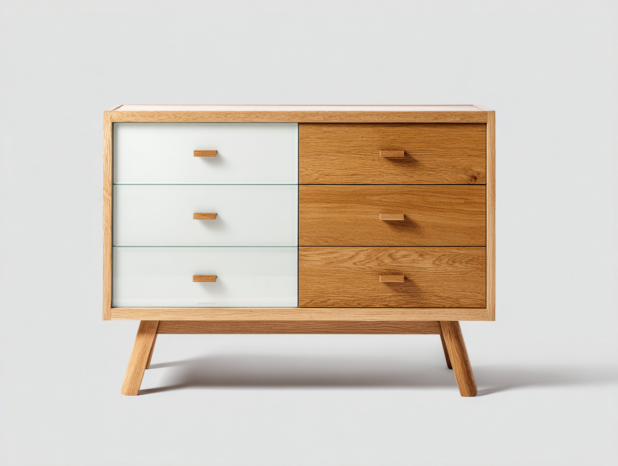 Cómoda de madera 80x40x75cm - roble/blanco - diseño moderno-Nestleixe