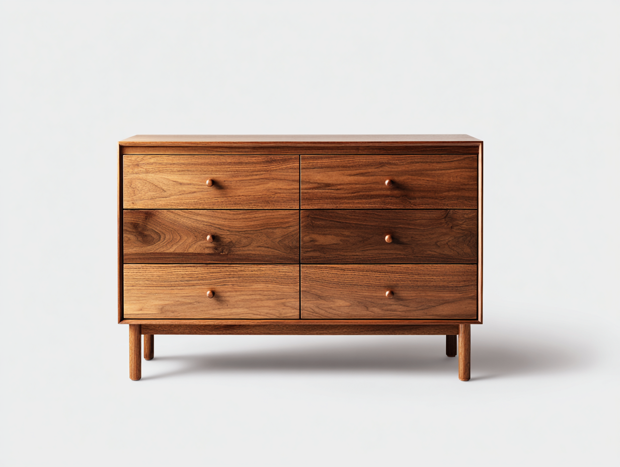 Cómoda de madera - 115x45x85 cm - nogal - para dormitorio - diseño moderno-Nestleixe