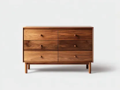 Cómoda de madera - 115x45x85 cm - nogal - para dormitorio - diseño moderno-Nestleixe