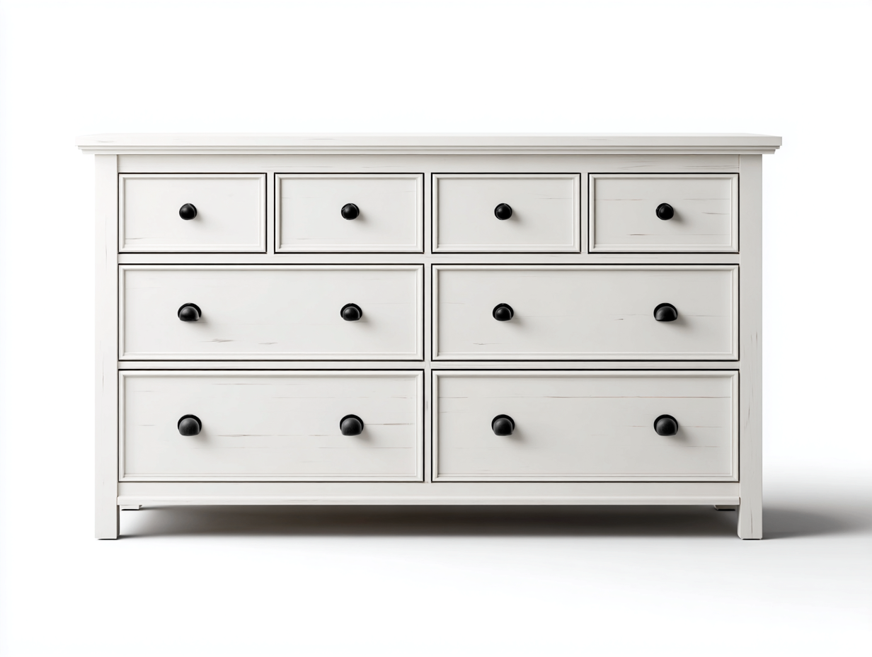 Cómoda de madera - 130x45x90 cm - blanco/negro - para dormitorio - diseño clásico-Nestleixe