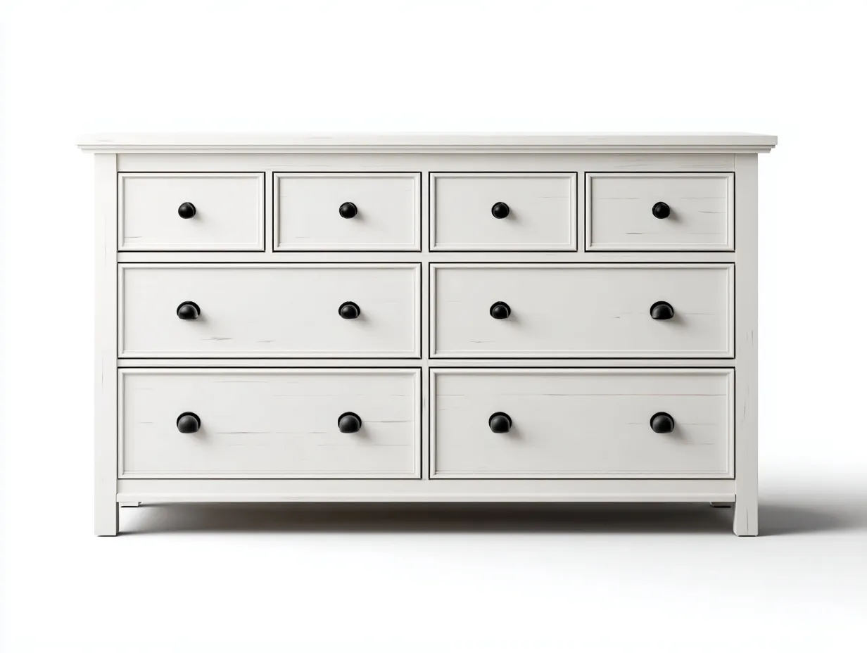 Cómoda de madera - 130x45x90 cm - blanco/negro - para dormitorio - diseño clásico-Nestleixe