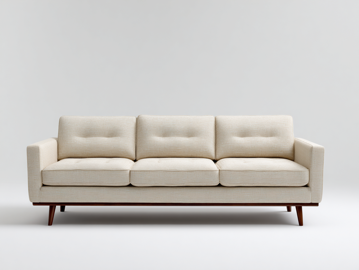 Sofá de 3 plazas tapizado en tela 210x85x85 cm - beige - para salón - diseño moderno escandinavo-Nestleixe