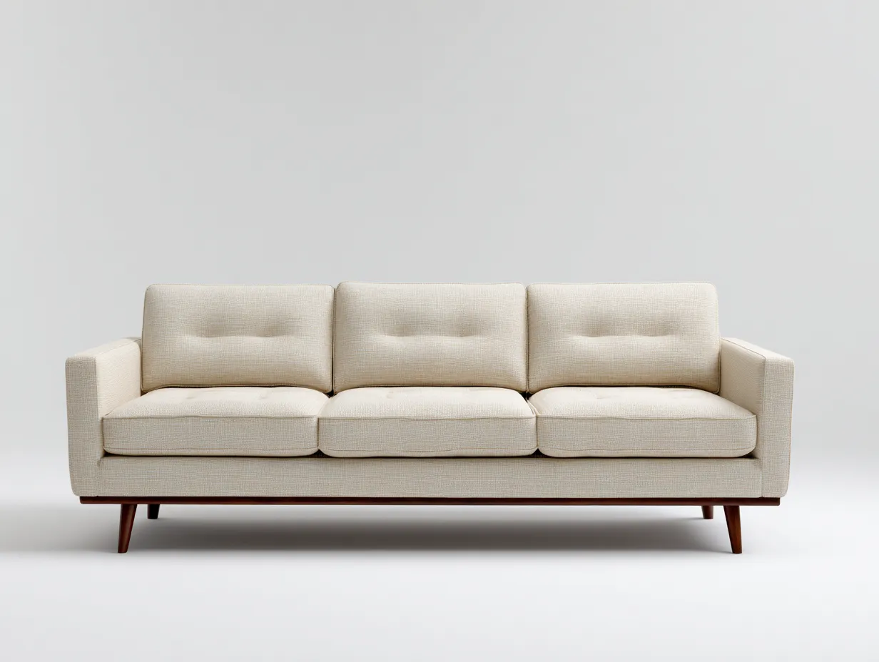 Sofá de 3 plazas tapizado en tela 210x85x85 cm - beige - para salón - diseño moderno escandinavo-Nestleixe