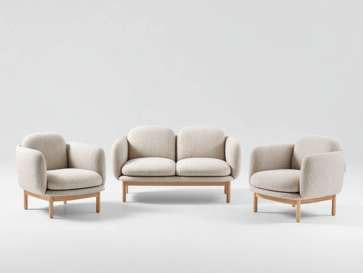 Conjunto de sofá y sillón para exterior en tela - sofá 150x80x78 cm - beige - para jardín - diseño moderno-Nestleixe