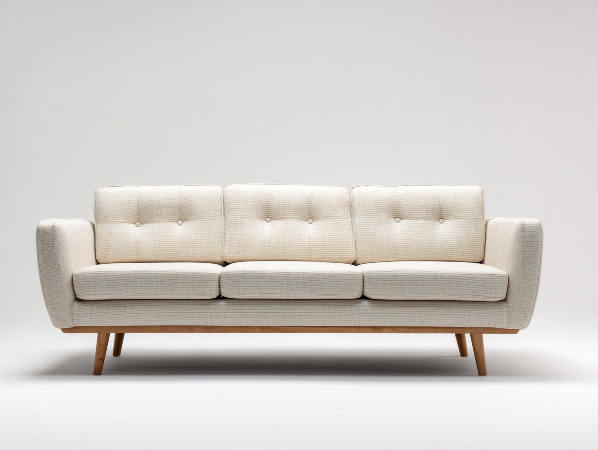 Sofá de 3 plazas tapizado en tela 200x85x85 cm - beige - para salón - diseño moderno escandinavo-Nestleixe