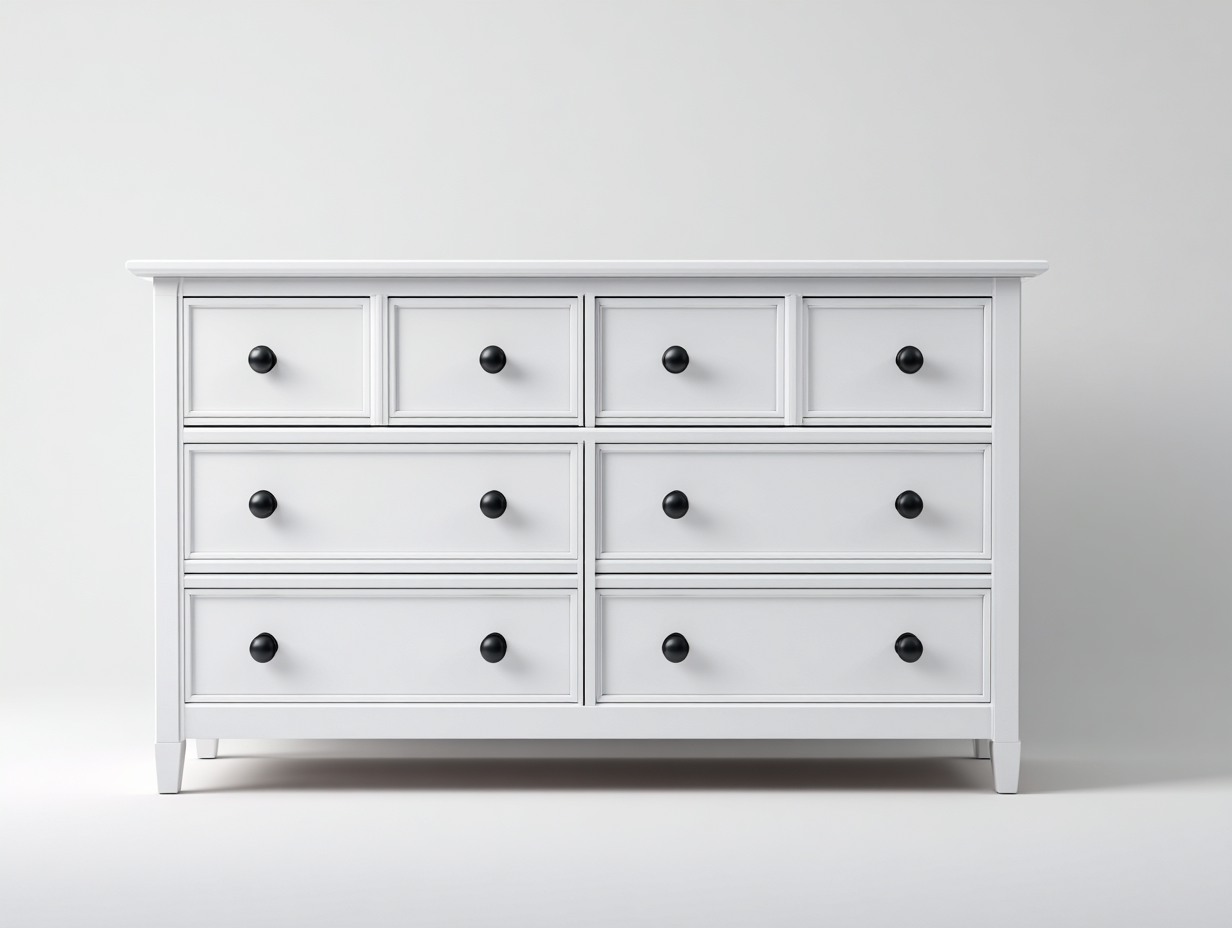 Cómoda de madera - 130x45x90 cm - blanco/negro - para dormitorio - diseño clásico-Nestleixe