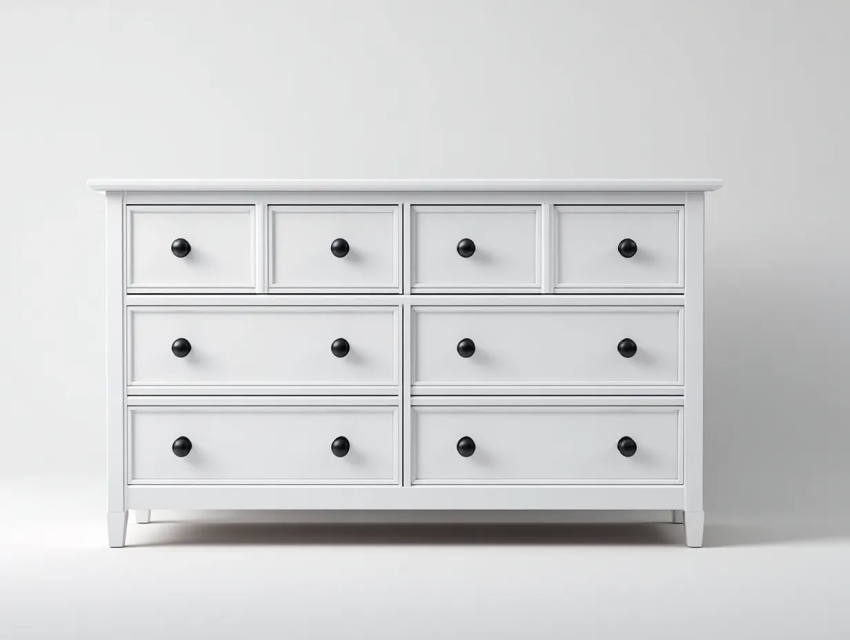 Cómoda de madera - 130x45x90 cm - blanco/negro - para dormitorio - diseño clásico-Nestleixe