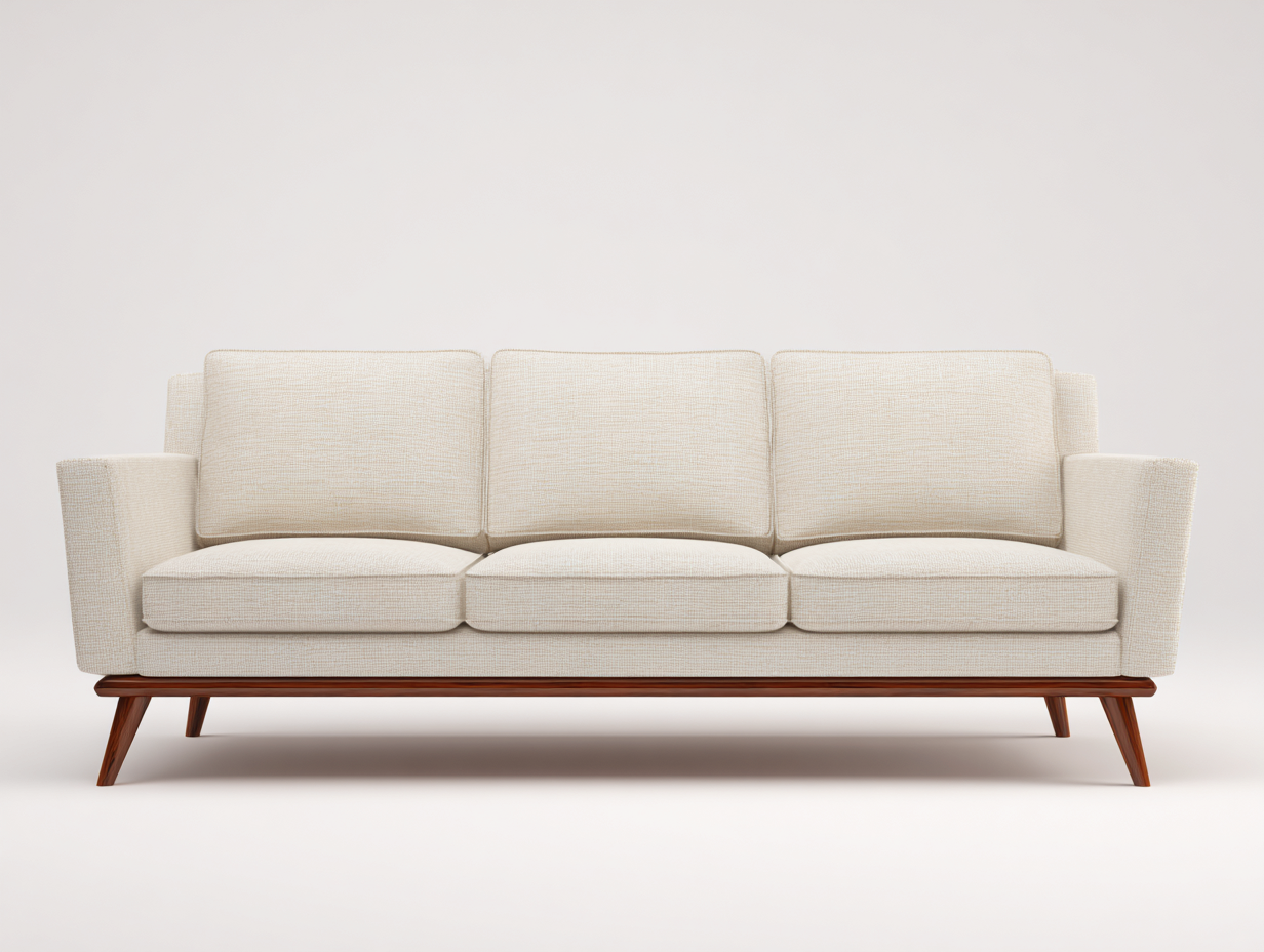 Sofá de 3 plazas tapizado en tela - 210x85x85 cm - beige - para salón - diseño moderno-Nestleixe