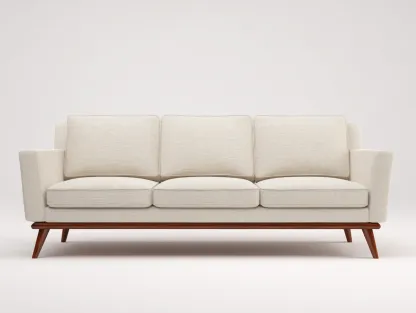 Sofá de 3 plazas tapizado en tela - 210x85x85 cm - beige - para salón - diseño moderno-Nestleixe