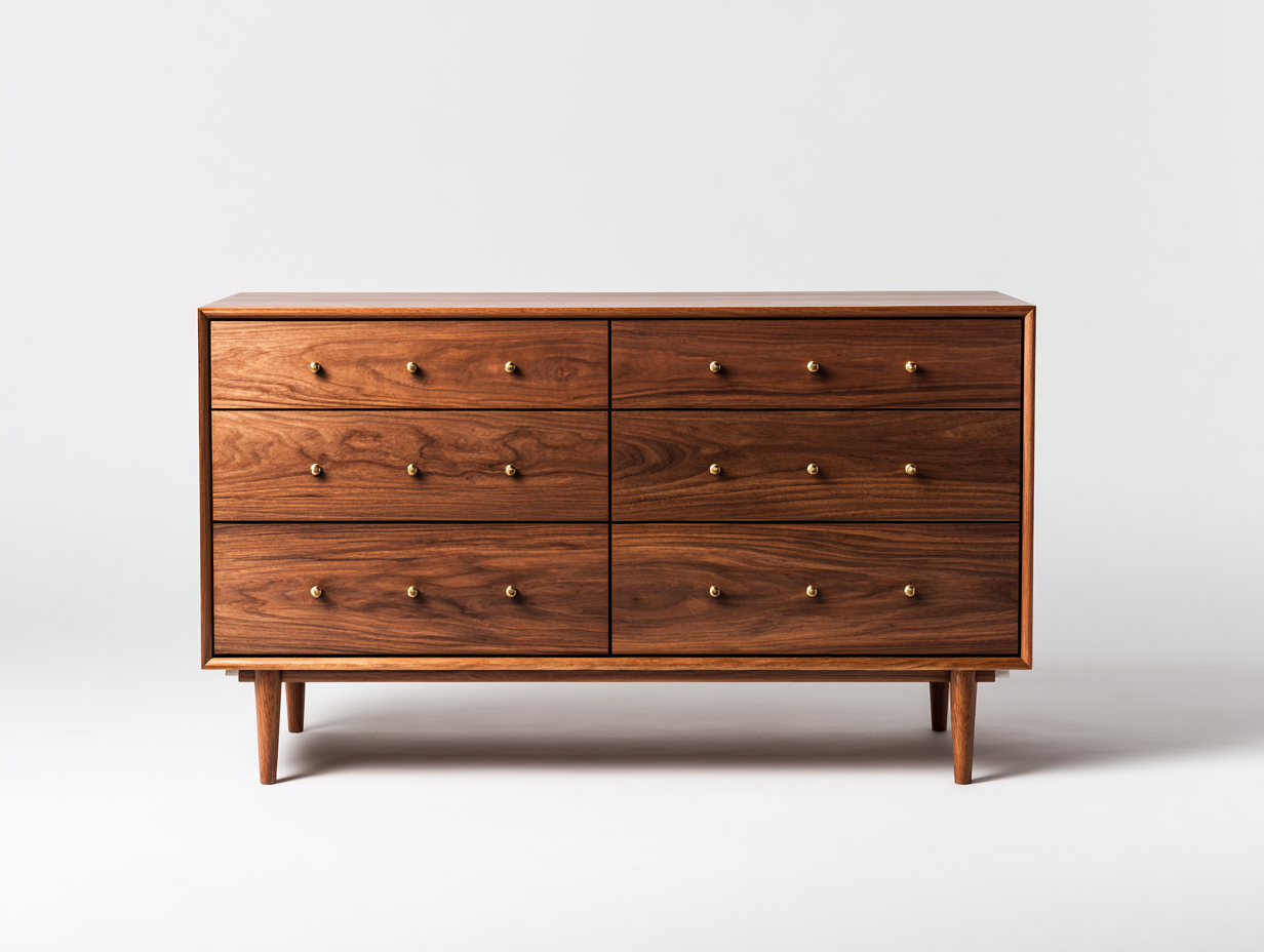 Cómoda de madera - 120x45x85 cm - nogal - para dormitorio - diseño moderno-Nestleixe