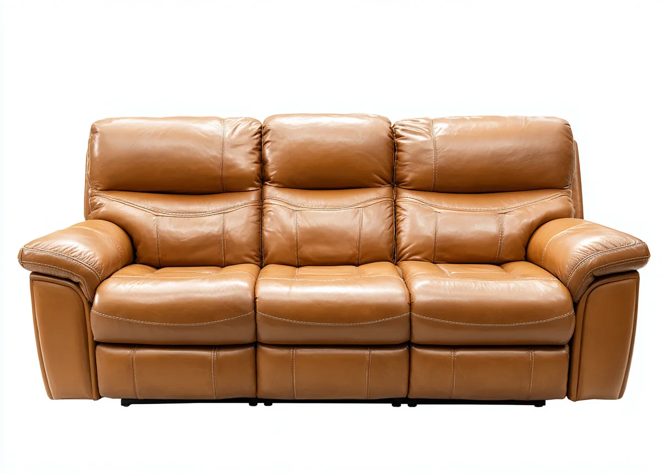 Sofá 3 plazas tapizado - cuero auténtico - 210x95x95 cm - marrón - para salón - diseño cómodo-Nestleixe