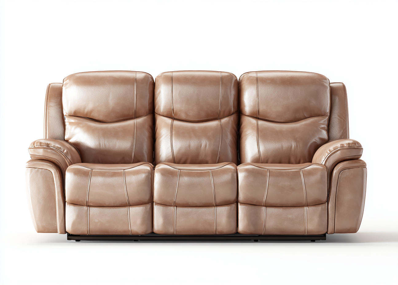 Sofá de 3 plazas tapizado en piel sintética 210x95x100 cm - marrón - para salón - diseño clásico-Nestleixe