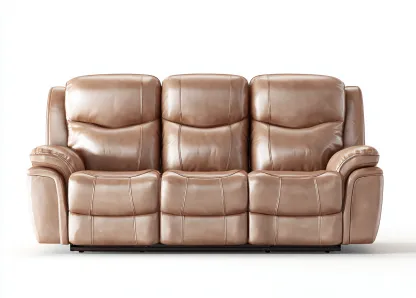 Sofá de 3 plazas tapizado en piel sintética 210x95x100 cm - marrón - para salón - diseño clásico-Nestleixe