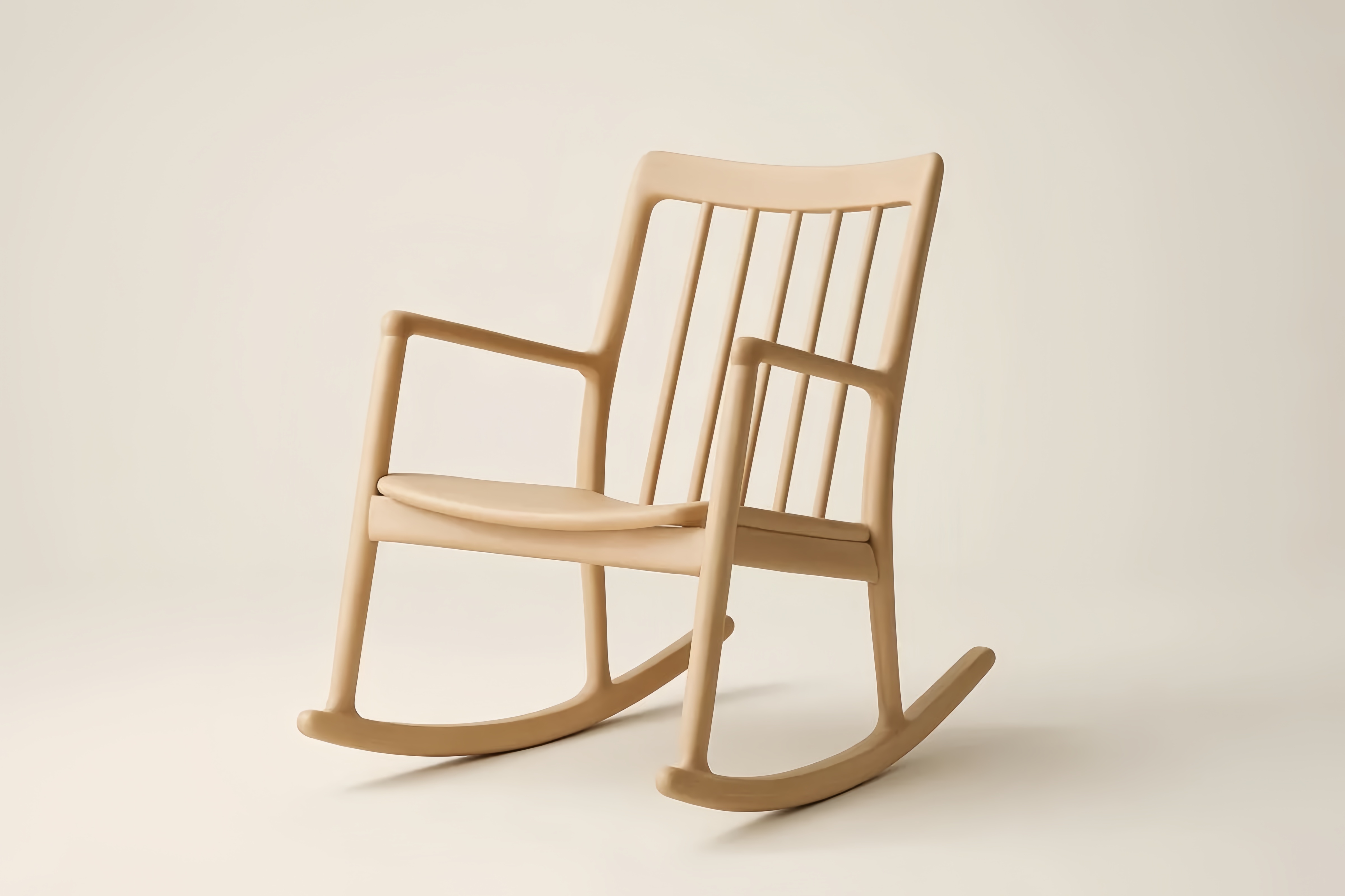 Sedia a Dondolo in Legno Massello Chiaro