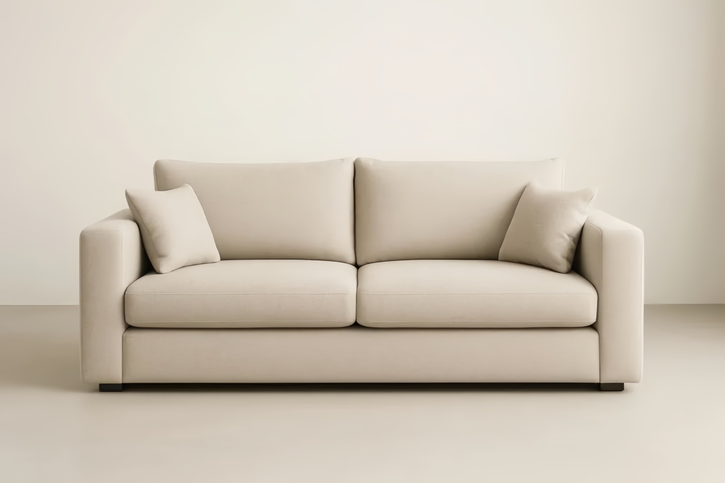 Divano due posti in tessuto di poliestere beige con cuscini imbottiti 200x90x85 cm(Lu×L×H)