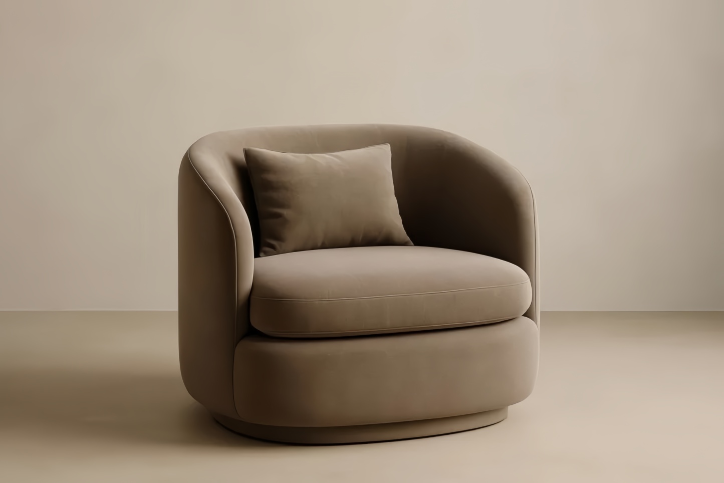 Sedia relax lounge in tessuto di velluto marrone con cuscino