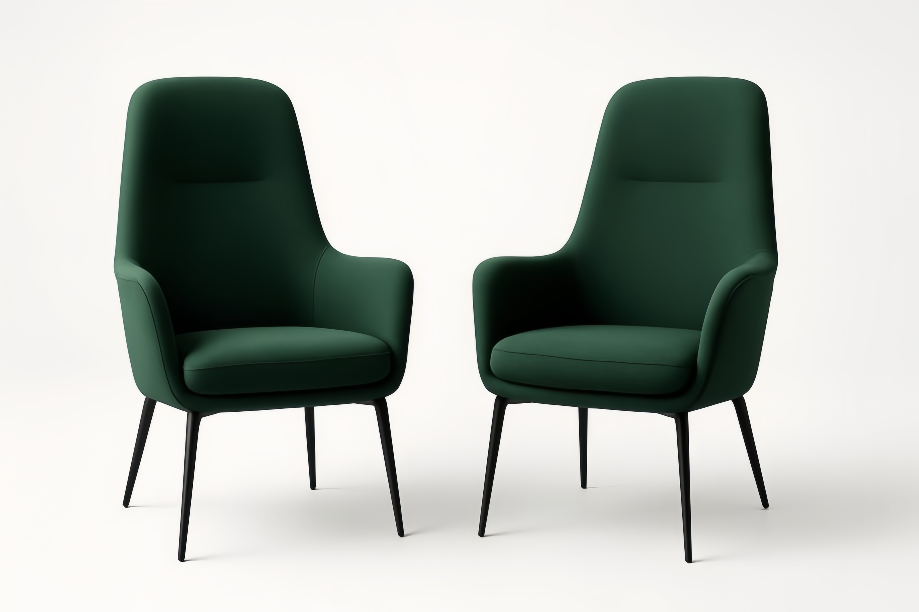 Set di 2 Poltrone in Tessuto Verde con Gambe in Metallo