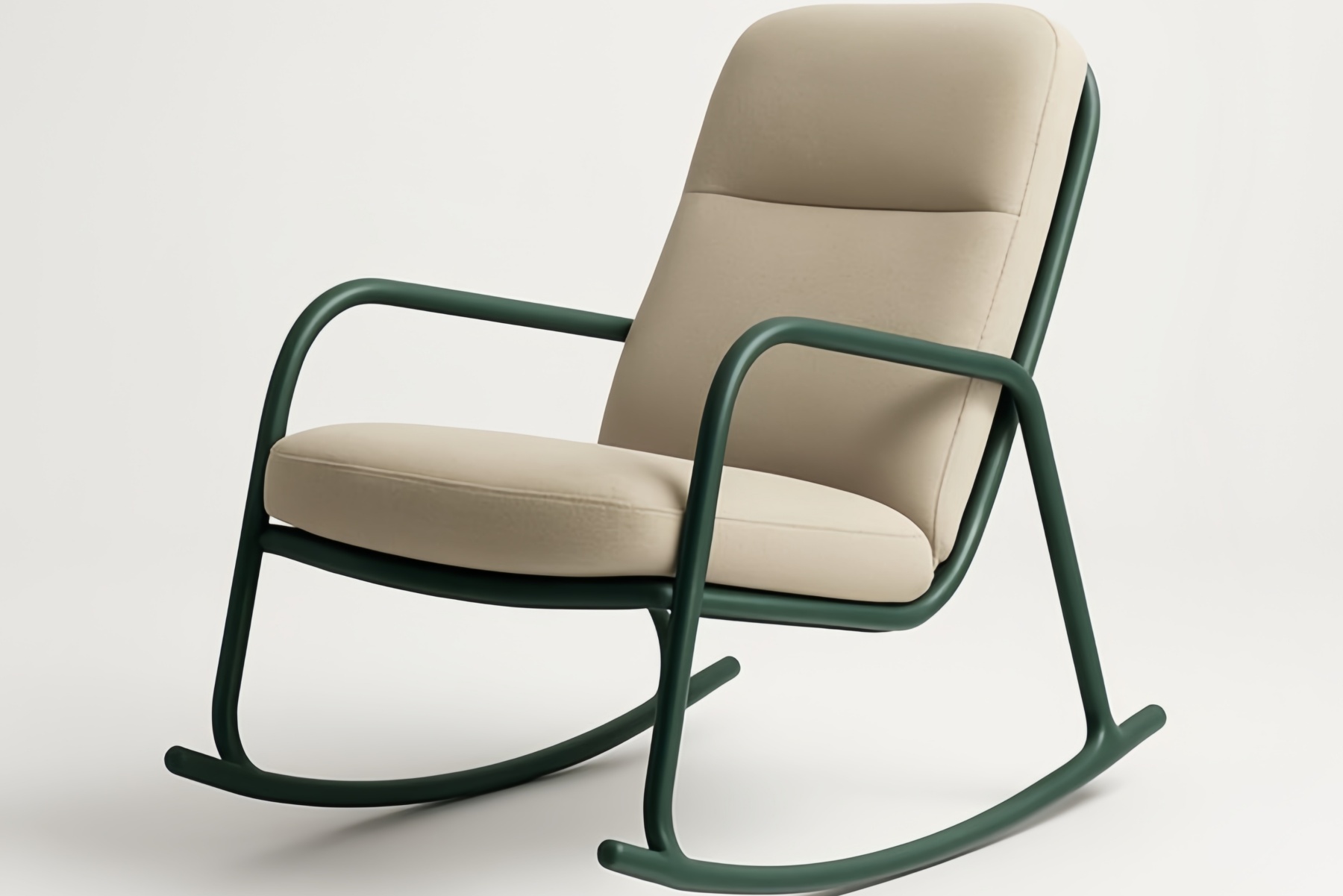 Poltrona a Dondolo in Metallo e Tessuto Beige 78x65x90 cm