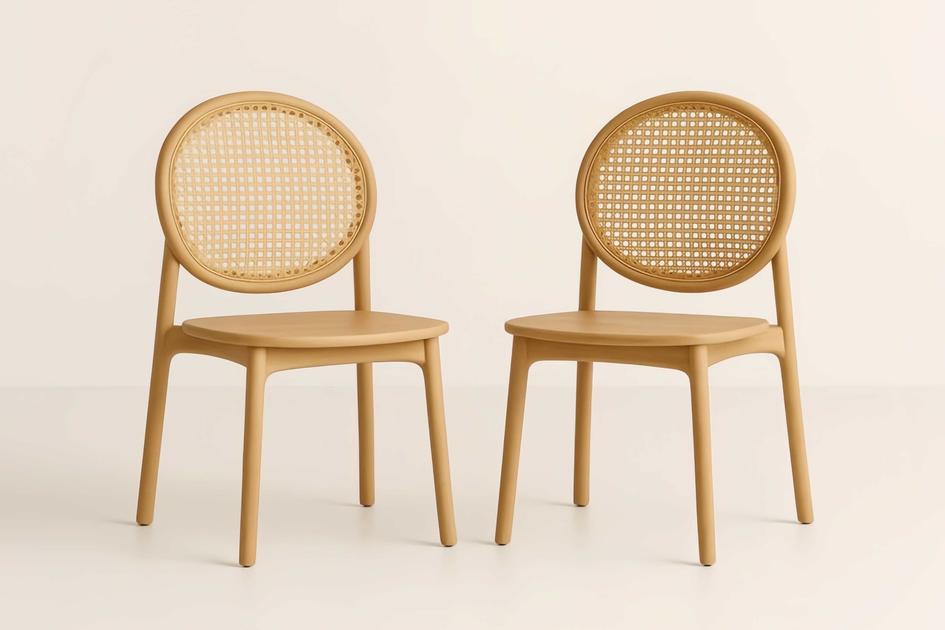 Set di 2 sedie in legno e rattan altezza 85 cm