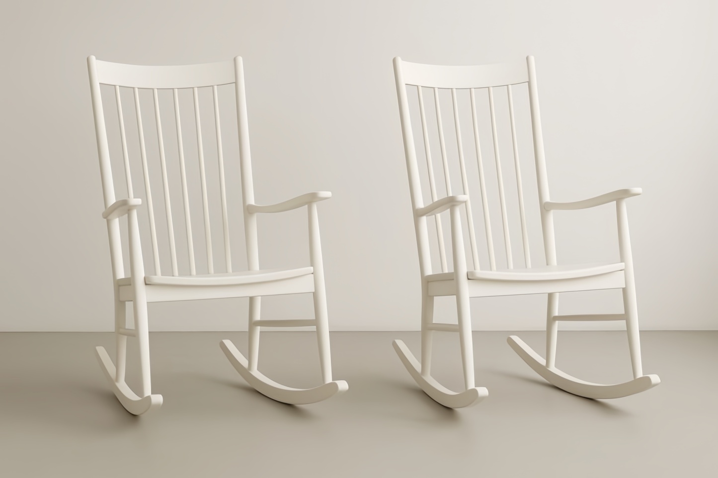 Set di 2 sedie a dondolo in legno bianco