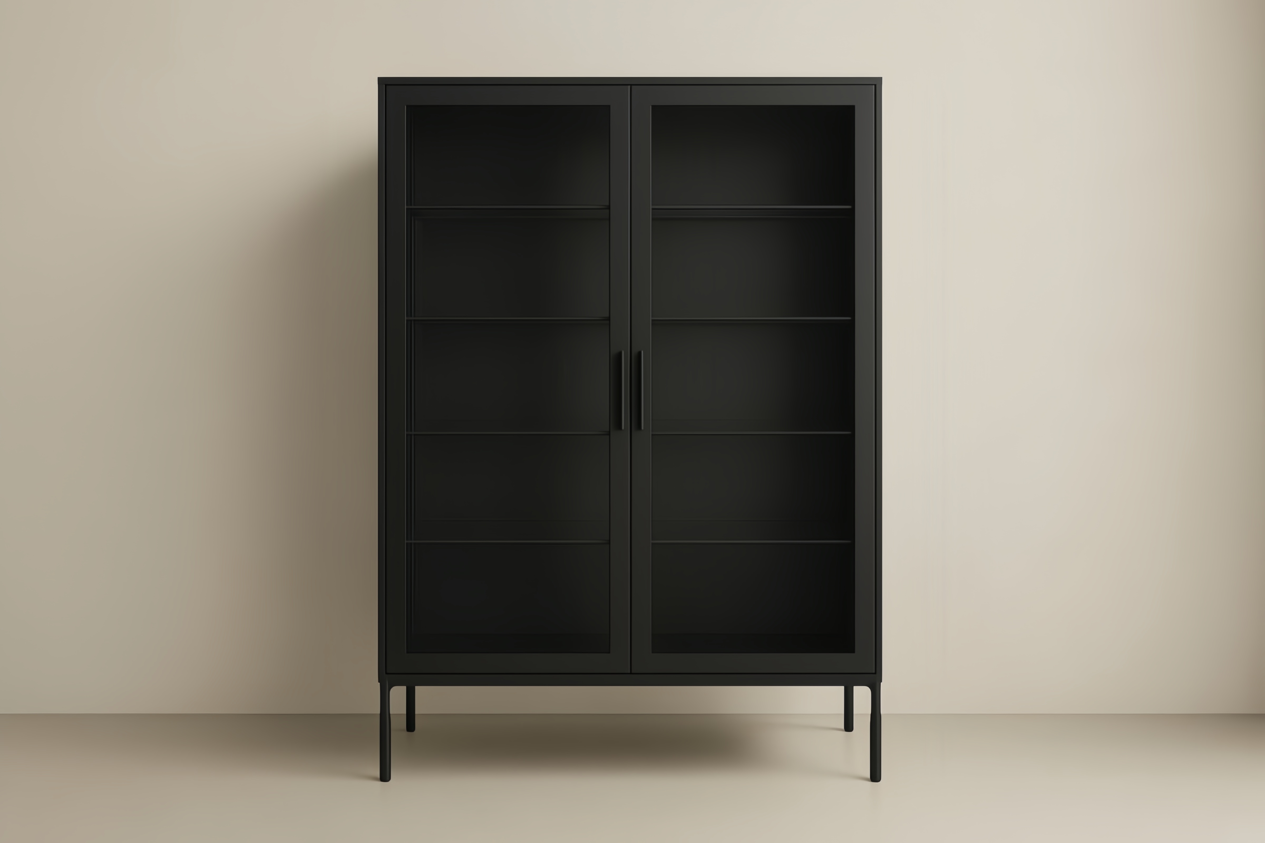 Vetrina in alluminio nero con ante in vetro temperato 180x95x40 cm