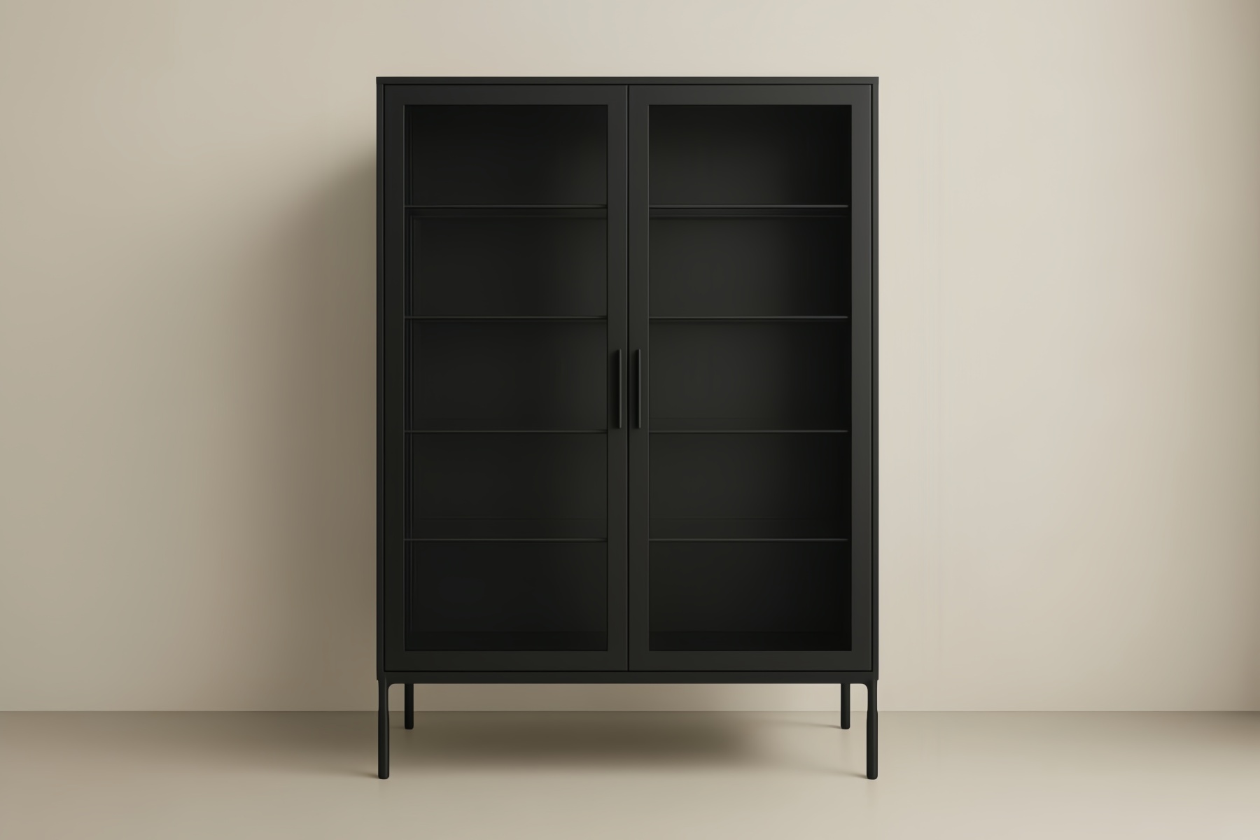 Vetrina in alluminio nero con ante in vetro temperato 180x95x40 cm