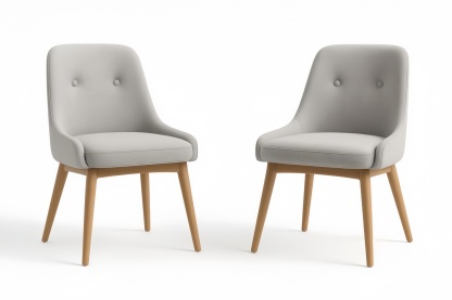 Set di 2 sedie in tessuto poliestere grigio e gambe in legno massello