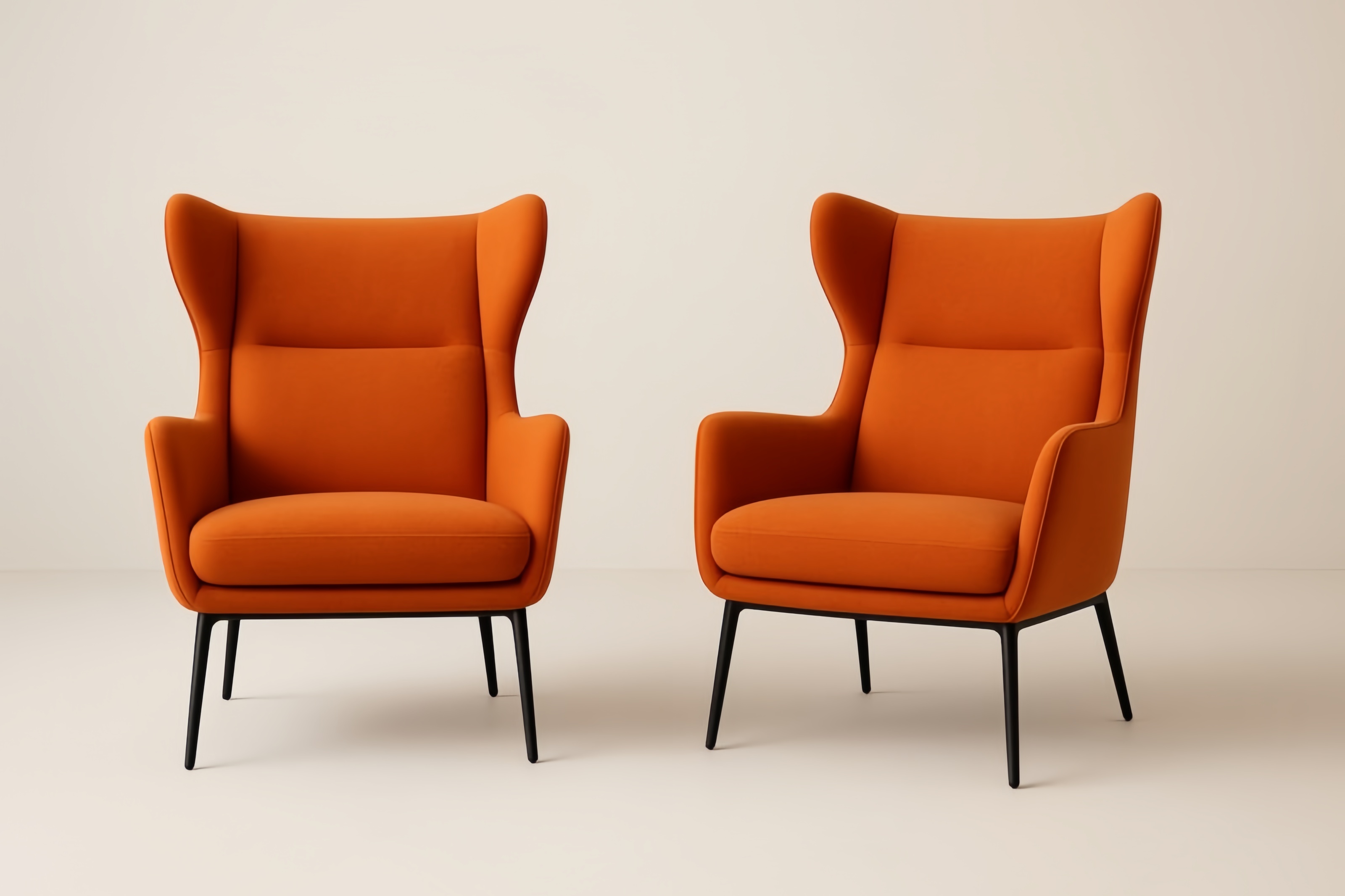 Set Poltrone Arancioni in Tessuto con Gambe in Metallo